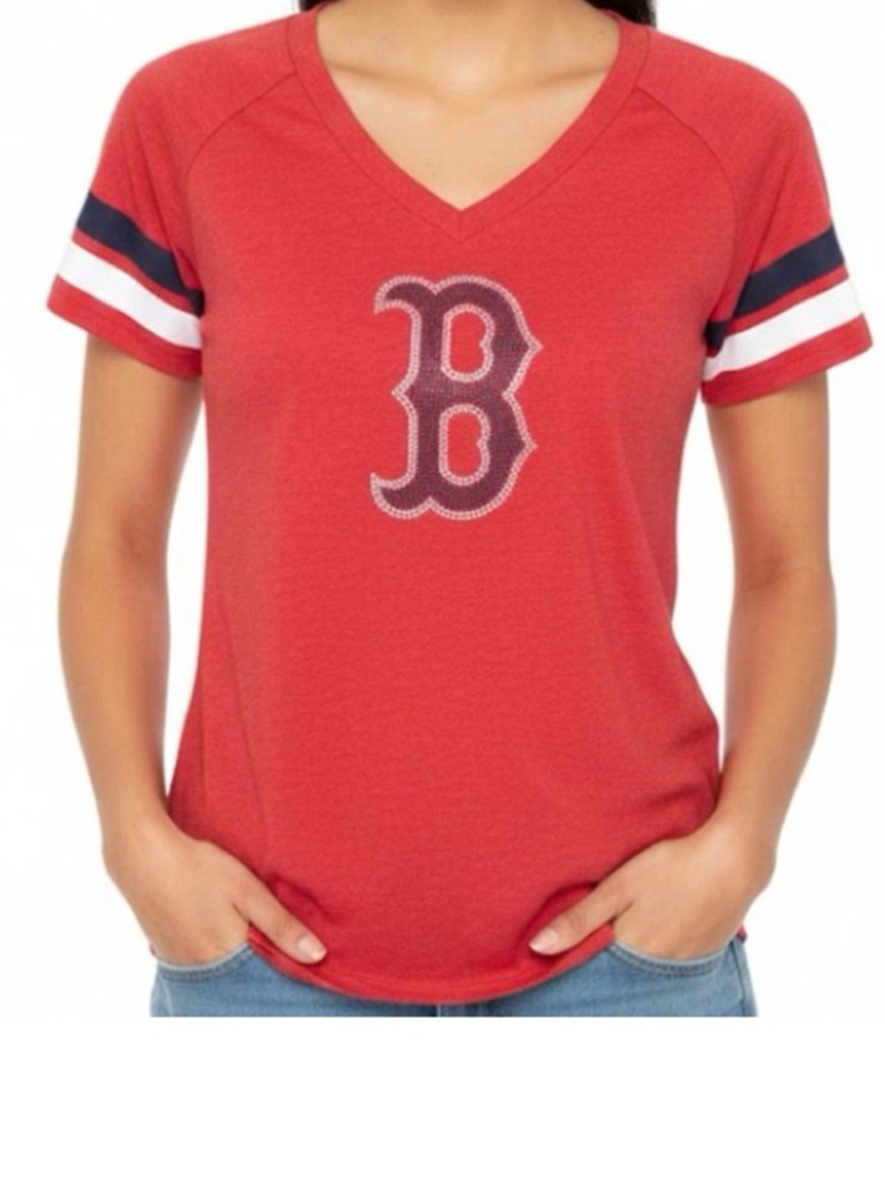 MLB G-III 4Her by Carl Banks “Boston Red Sox” V-Neck Graphic Tee NWT Size: M